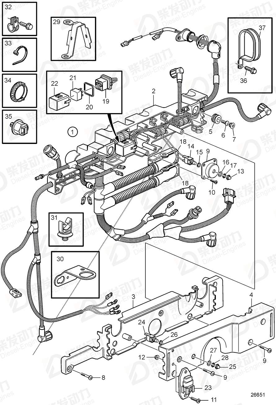 VOLVO Cable harness 3889316 Drawing